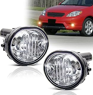 Fog Lights Assembly for 2003 2004 2005 2006 2007 2008 Toyota Matrix Replacement Kit for 2003-2008 Pontiac Vibe 2004-2009 2010 Scion TC with 9006 12V 55W Halogen Bulbs Clear Lens