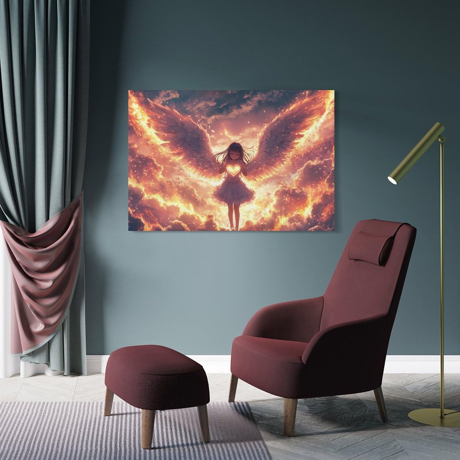ZHUICHENG Anioł plakat/piękna dziewczyna dekoracja ścienna - obraz na płótnie 3D do kuchni i pokoju. Obraz w żywych kolorach i powierzchnia odporna na zarysowania, łatwa konserwacja 16 x 24 cale (40 x
