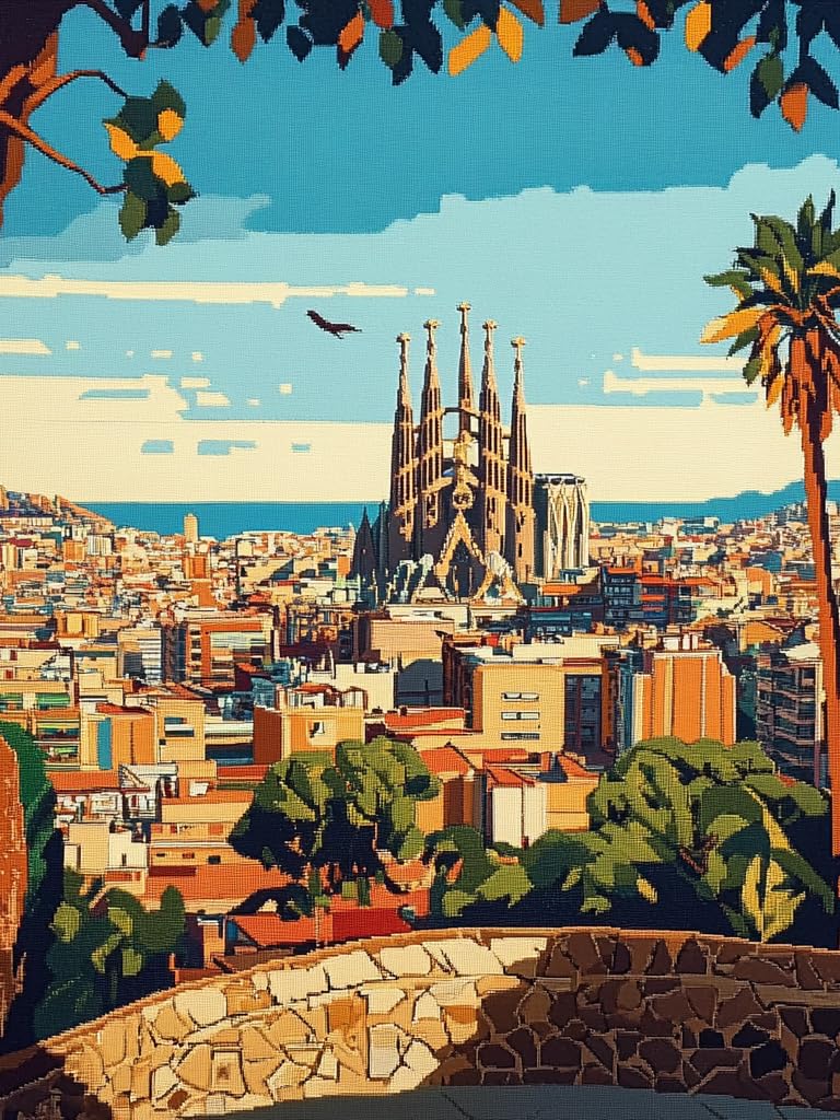 Ansiweigo Multicoloured Adults' Paint-By-Number Kits,Easy Paint By Numbers Kit For Adults - Perfect Stress Relief & Home Decor,Barcelona Cityscape,40X50 Cm,Without Frame