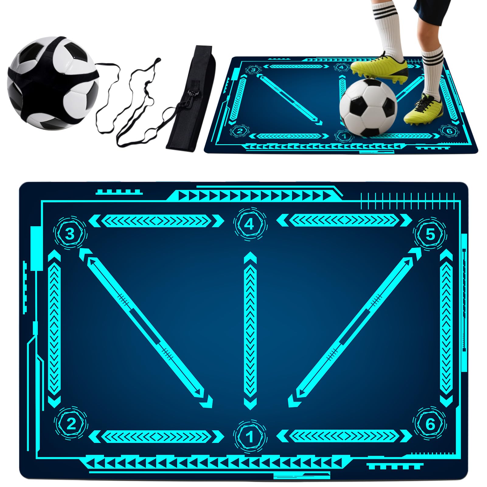 Soccer training mat,Soccer training equipment accessories for All Ages to Improve Speed Strength Agility and Coordination,Anti-Slip/Silent Mat