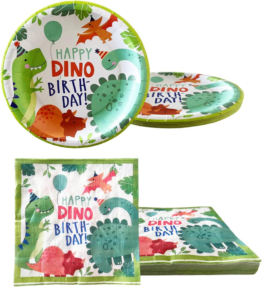Dinosaur Birthday Party Supplies, Watercolor Dinosaur 20 Plates and 20 Napkins and Tablecloth71 '' x 42 '', Theme Birthday Party Decoration