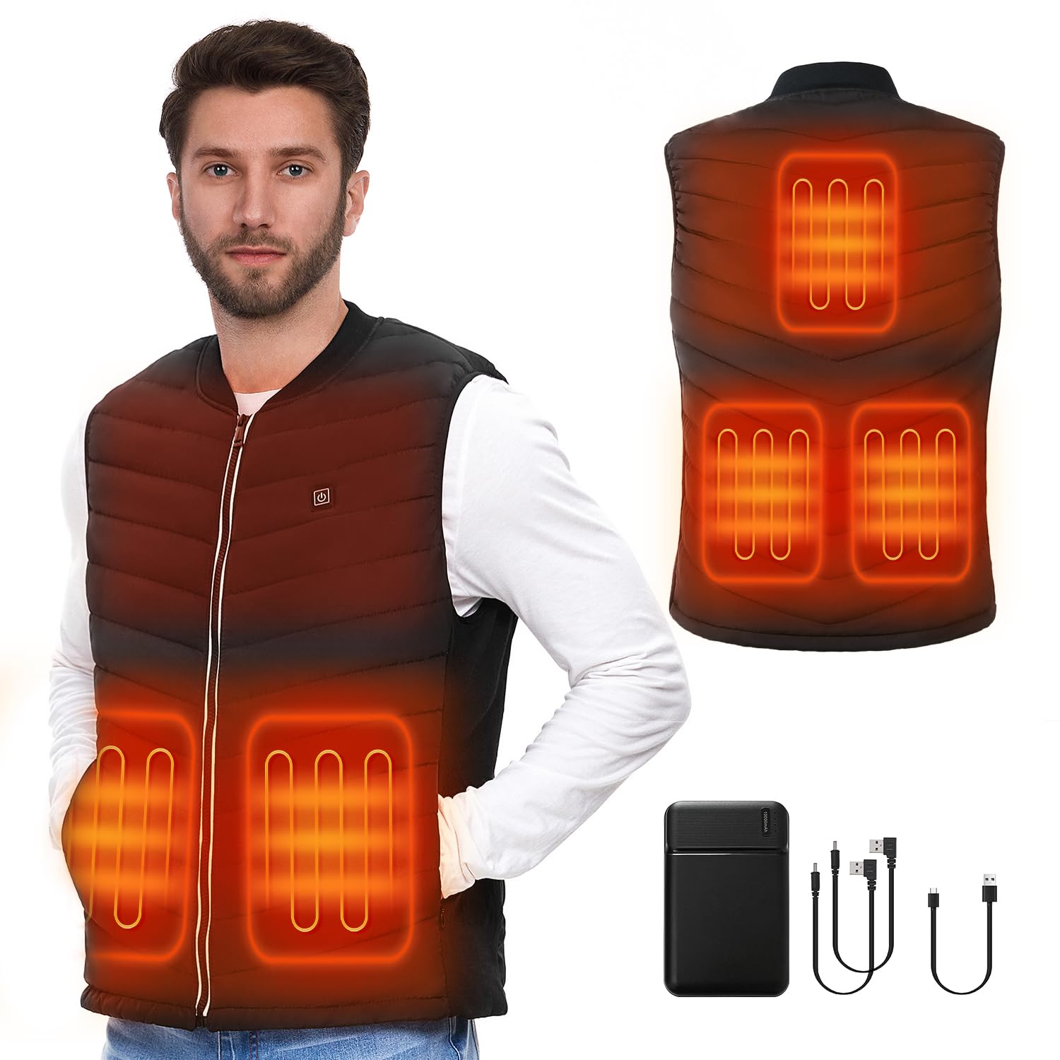 AICARSHI Heated Vest, Rechargeable Heating Vest with Battery Pack Included, Heating Clothes for Men and Women
