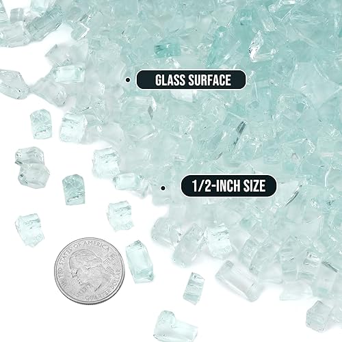 Miniatura 2 de Skyflame Vidrio de fuego regular de alto brillo de 10 libras para hoguera, chimenea, jardín, paisajismo, hielo de cristal, tamaño de 12 pulgada