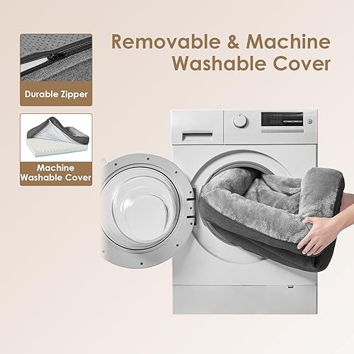 Miniatura 6 de EHEYCIGA Cama para perro de espuma viscoelástica para tamaño mediano, sofá ortopédico para perro con lados y forro impermeable, sofá lavable para