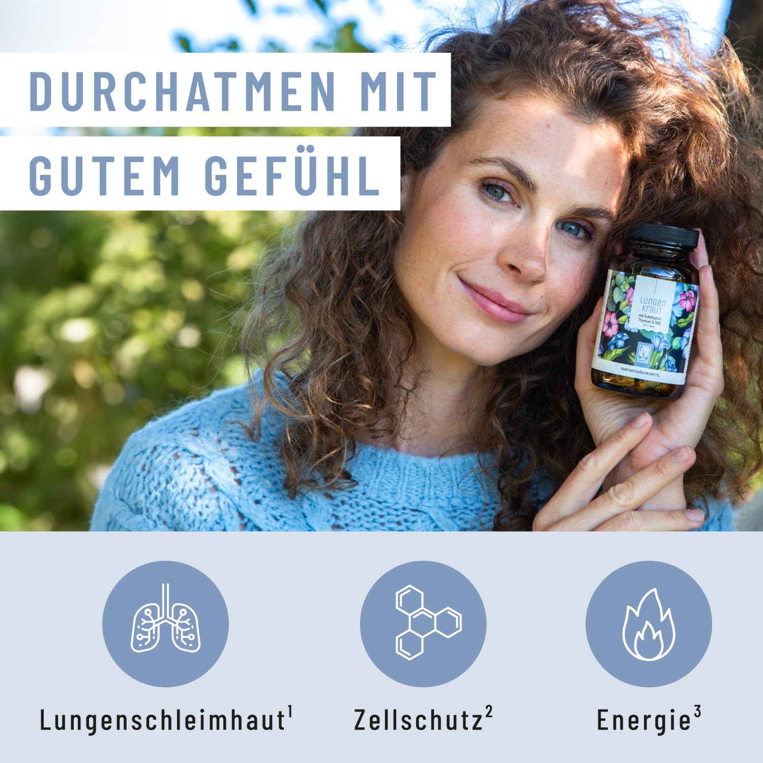 NATURTREU Lungenkraut Kapseln - Extrakt aus 3.000mg Lungenkraut pro Tagesdosis - Hochdosiert und optimal ergänzt mit Thymian, Eukalyptus, NAC & Vitamin B2 - Vegan & Laborgeprüft in Deutschland