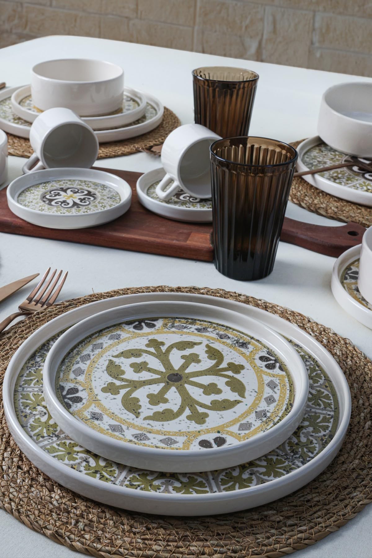 20-Piece Dinner Set, 100% Ceramic Stoneware, Eco-Friendly & Antibacterial | Includes Cups, Plates, Bowls & Saucers | Dishwasher & Microwave Safe