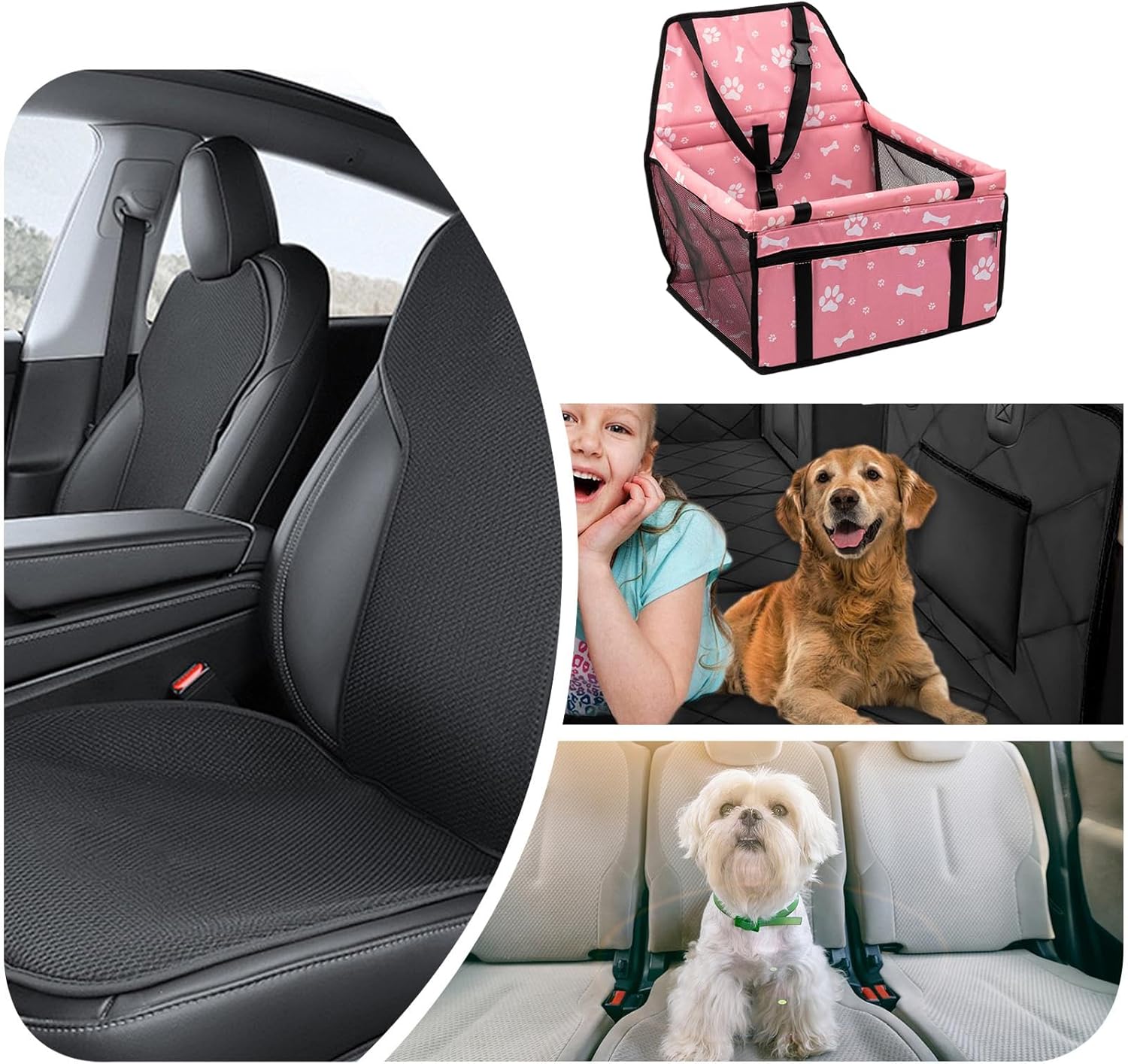 Dog Seat In Car - Car Seat And Pet Travel Bed with Pockets,Waterproof Pet Accessories for Long Trips To The Vet To Park And On The Road 5