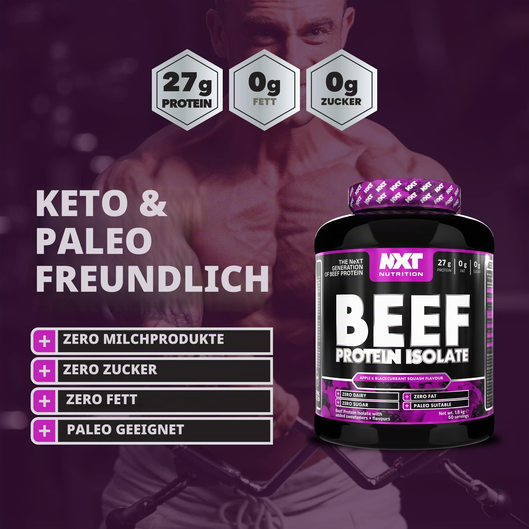 NXT Nutrition Beef Protein Isolate Powder – Protein Powder, Alternative zu Whey Protein und Vegan Protein Powder, Halal, Lactose, Dairy, Gluten und Soy Free – 1,8 kg Pineapple Blast
