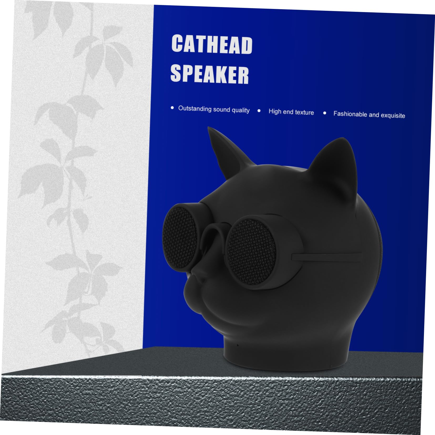 Mikikit Petit Haut-Parleur sans Fil de Tête de Chat, Enceinte Mini en Plastique Noir Batterie 1500mah pour Maison et Bureau