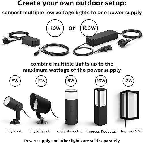 Miniatura 5 de Philips Hue White & Color Ambiente en exterior Juego de base 3 Hue White & Color Ambiance Smart Spot Lights, fuente de alimentación y kit de