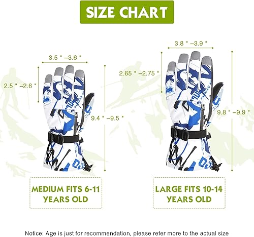 Miniatura 4 de American Trends Guantes de invierno impermeables con bolsillo con cremallera, guantes de esquí para la nieve para niños y niñas, guantes de