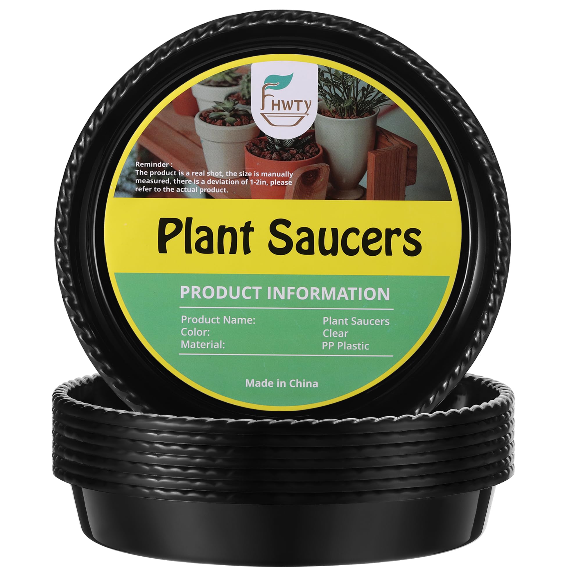 FHWTY 8 Pack of 7 inch Plant Saucer Drip Trays, Plant Tray for Indoor and Outdoor Plants, Thicker & Sturdier & Durable Plastic Plant Saucers Plant Accessories Indoor Black