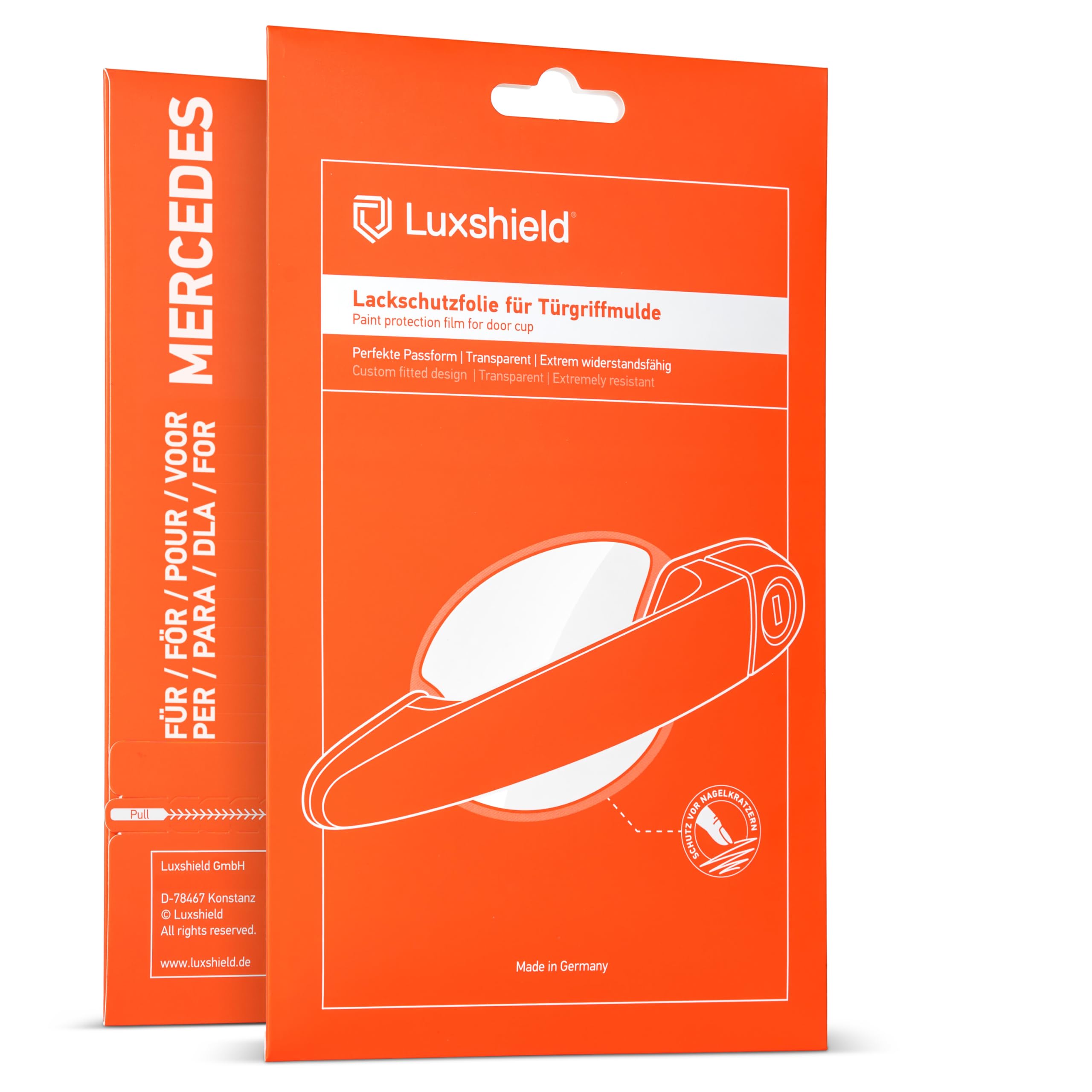 Luxshield Auto Türgriff Schutzfolie Griffmulde für Mercedes Benz A-Klasse 4 (IV) W177 AMG I 2018-2025 - Kratzschutz, Lackschutzfolie - Transparent glänzend