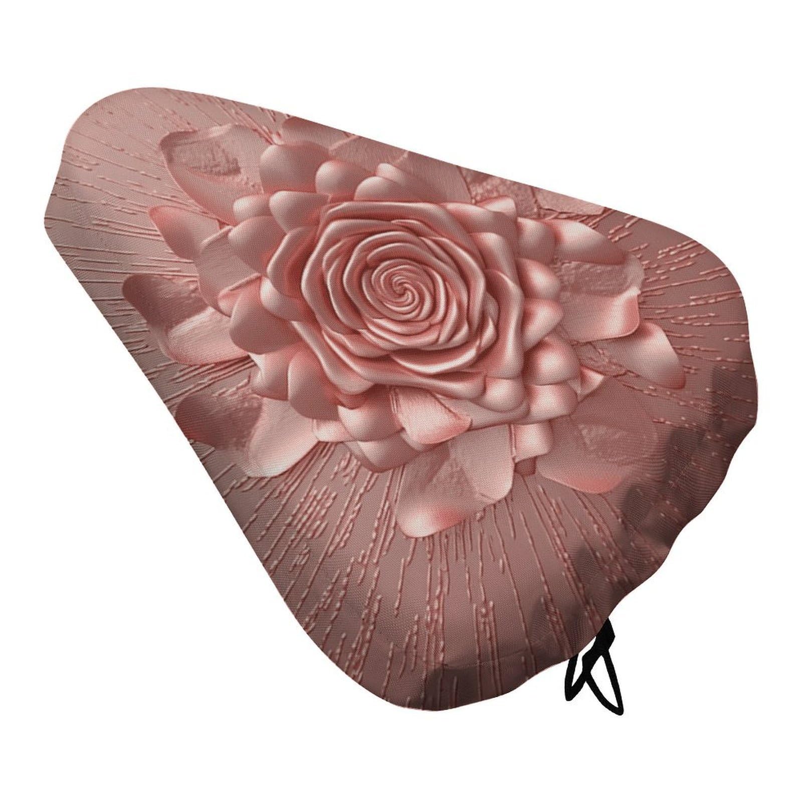 DJUETRUI Rose Gold Pink Waterproof Bike Seat Cover Non Slip Padded Bicycle Saddle Cushion Protector Soft Waterproof Bicycle Saddle Cover Thick Silicone Padded for Mountain Road Bike