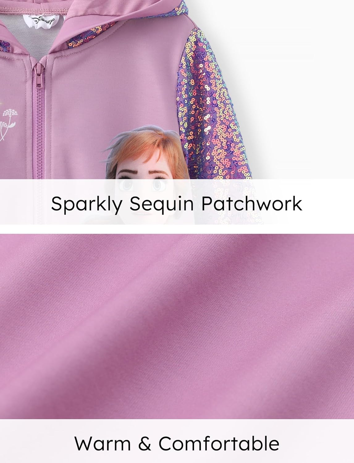 Disney Frozen Elsa Stitch Minnie Mouse Toddler Girl Jacket Sequin Zipper Hoodie Sweatshirt Coat Birthday Clothes 3-13 Years - Image 7