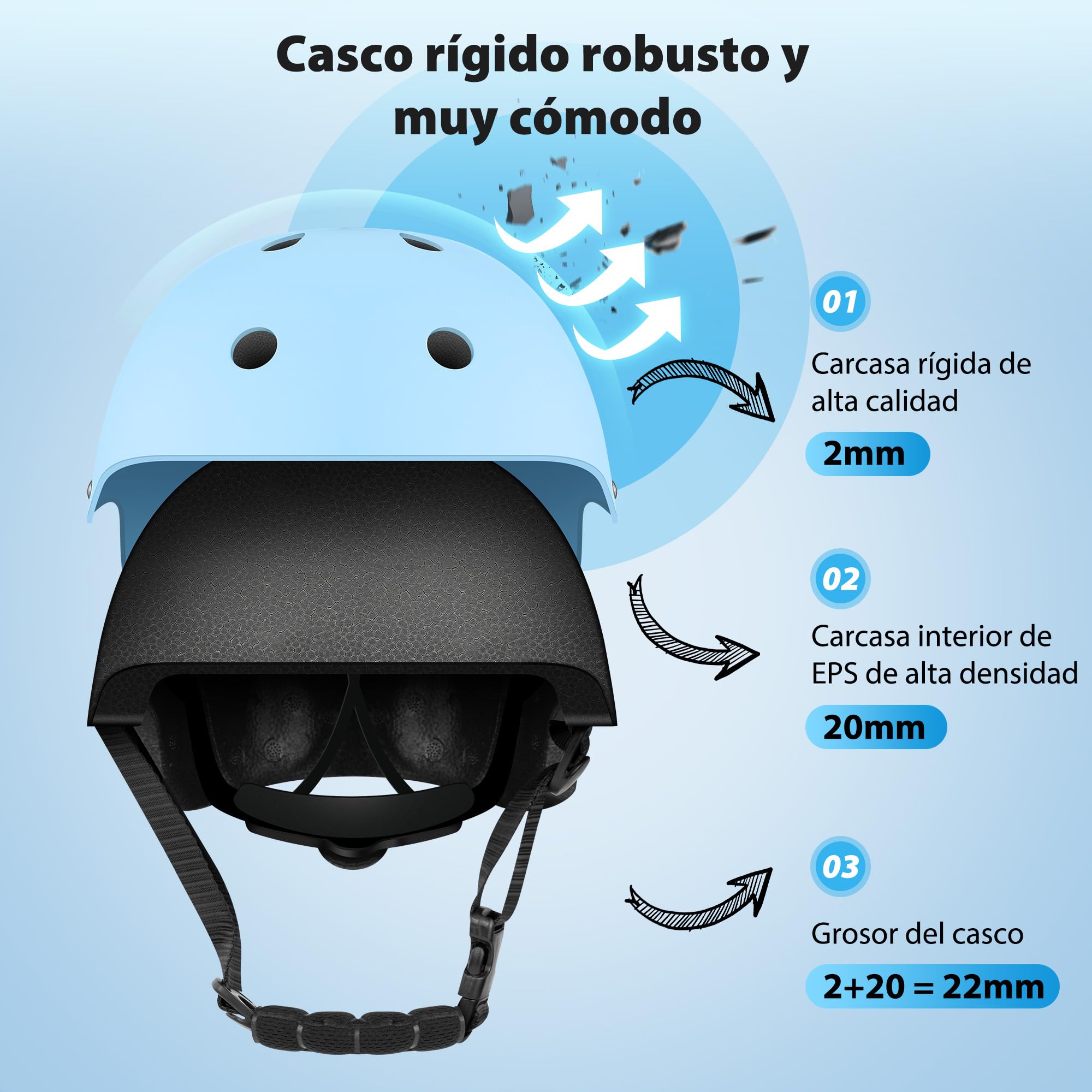 Casco Infantil - Casco Infantil Ligero con Carcasa Dura de ABS y Espuma EPS, Ajustable y Transpirable para Bicicleta, Patinete, Scooter y Patines en línea