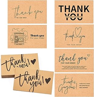 210pcs 7 Styles Kraft Paper Business Card, Words Message Notes Paper Tags Mini Thank You Cards for Supporting My Small Business Greeting Card 3.54"x2" Bulk for Retail Store