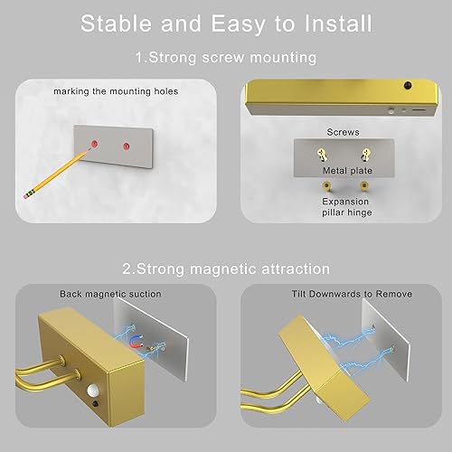 Miniatura 7 de PAIHOME Luz de imagen para pared, funciona con pilas, luz de imagen recargable con sensor de movimiento inteligente, control remoto regulable y