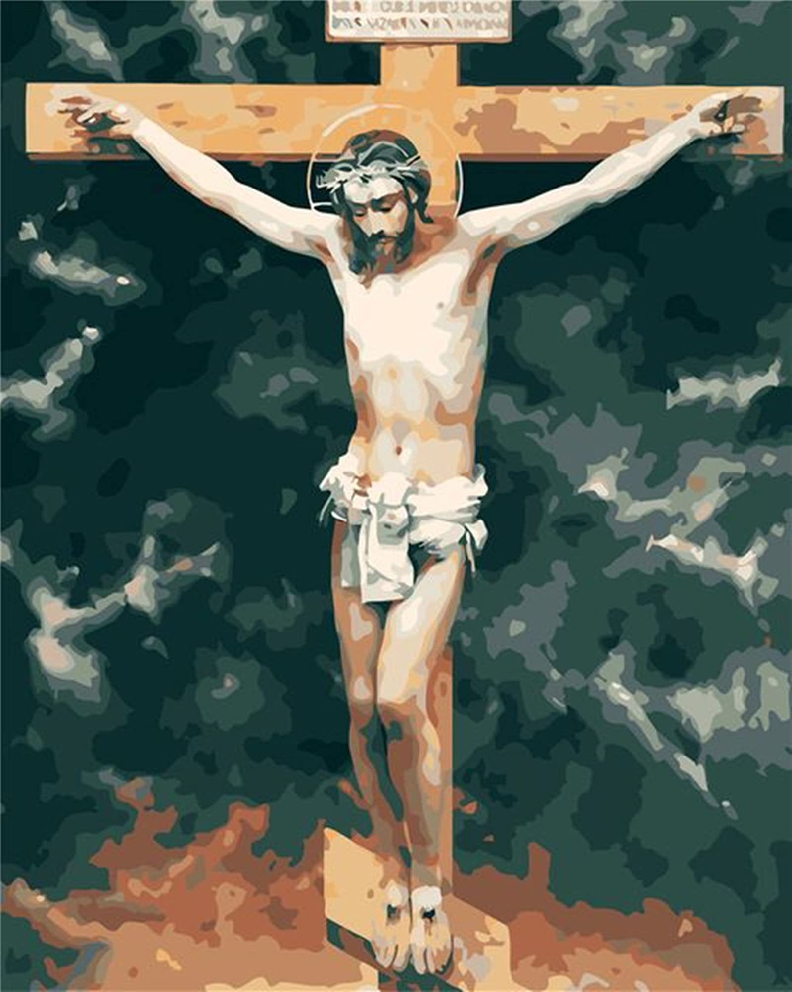 ABEUTY Jesus Cross Painting by Numbers DIY Oil Painting on Canvas 40 x 50 cm (Crosses, Unframed, 14+ Years, Art Adult Paint by Number Kit)