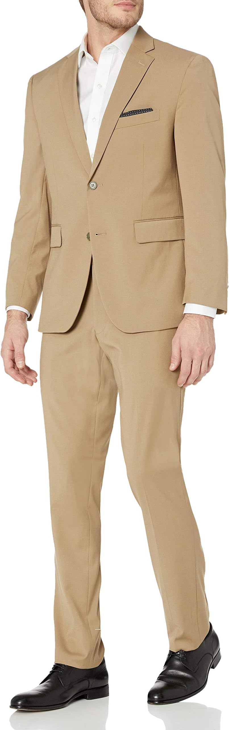 Louis Raphael Men's Two Button Side Vent Flat Front Slim Fit Suit