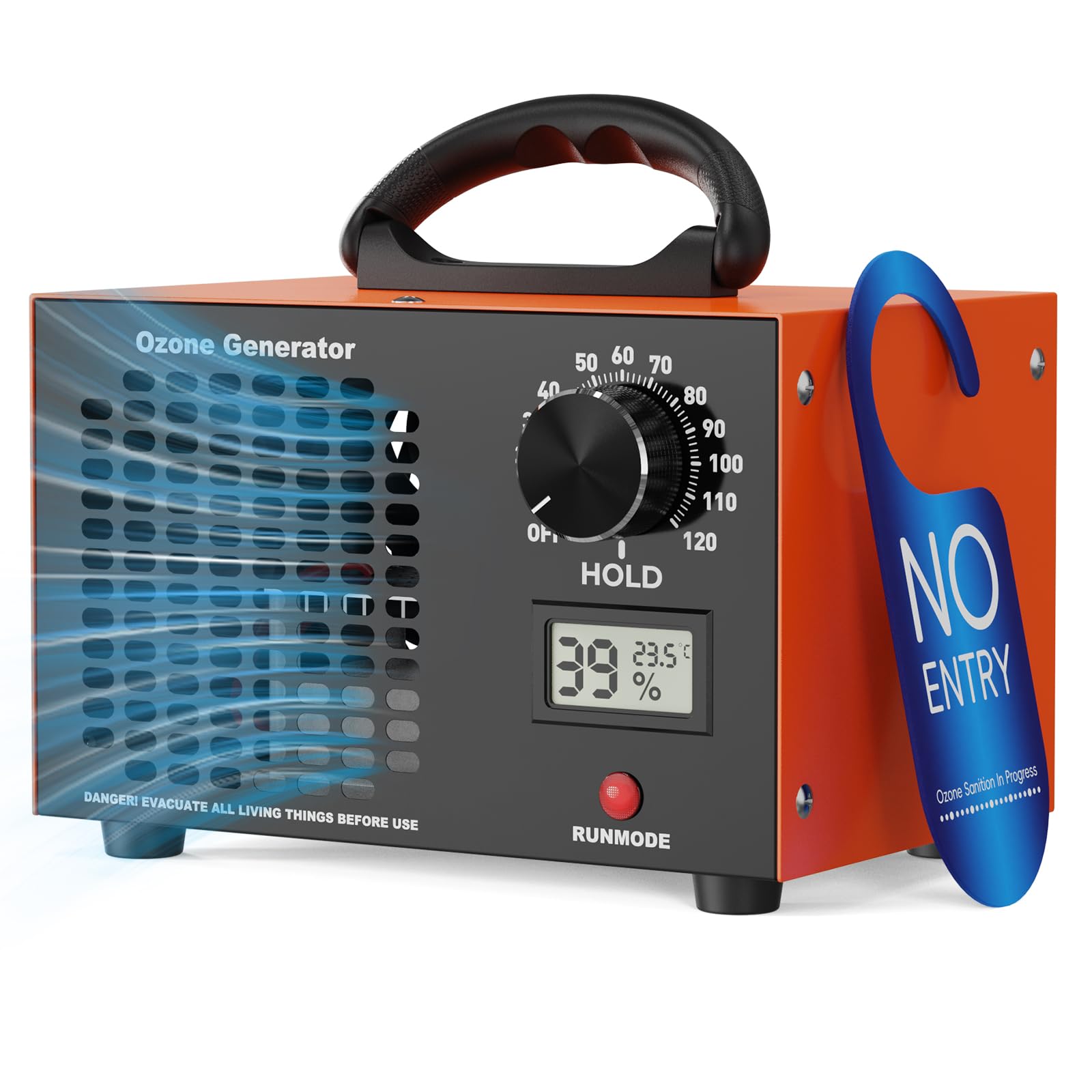 Ozongenerator 160000mg/g - 2-In-1 Ozon Luftreiniger,Ozongerät mit Temperatur- und Feuchtigkeitsanzeige,120-Minuten-Timer,Ozonisator Industrieller O3 für Auto Wohnung Hotels Küche und Haustiergerüche