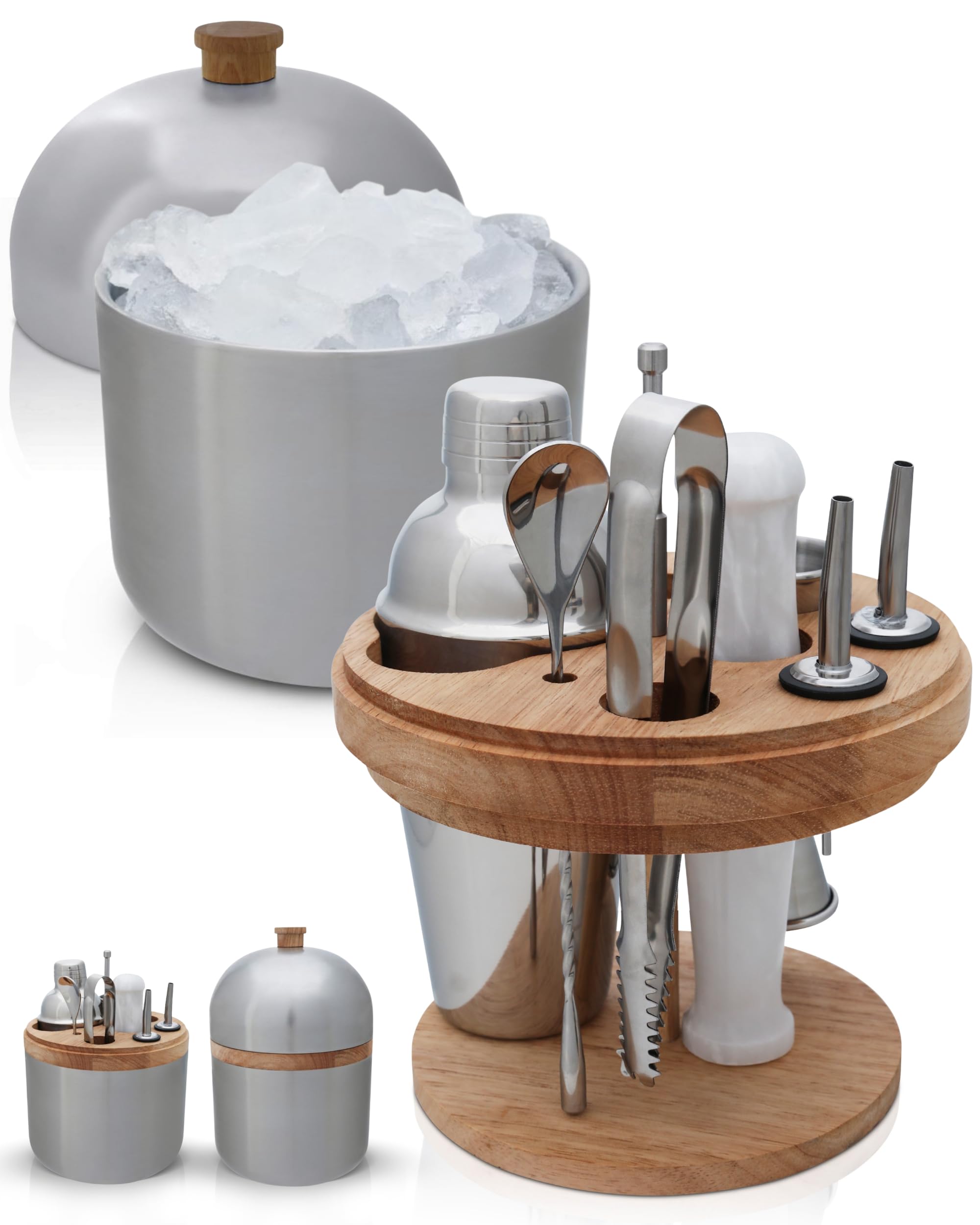 Gusto Nostro Cocktail Set Bartender Kit with Stainless Steel Ice Bucket