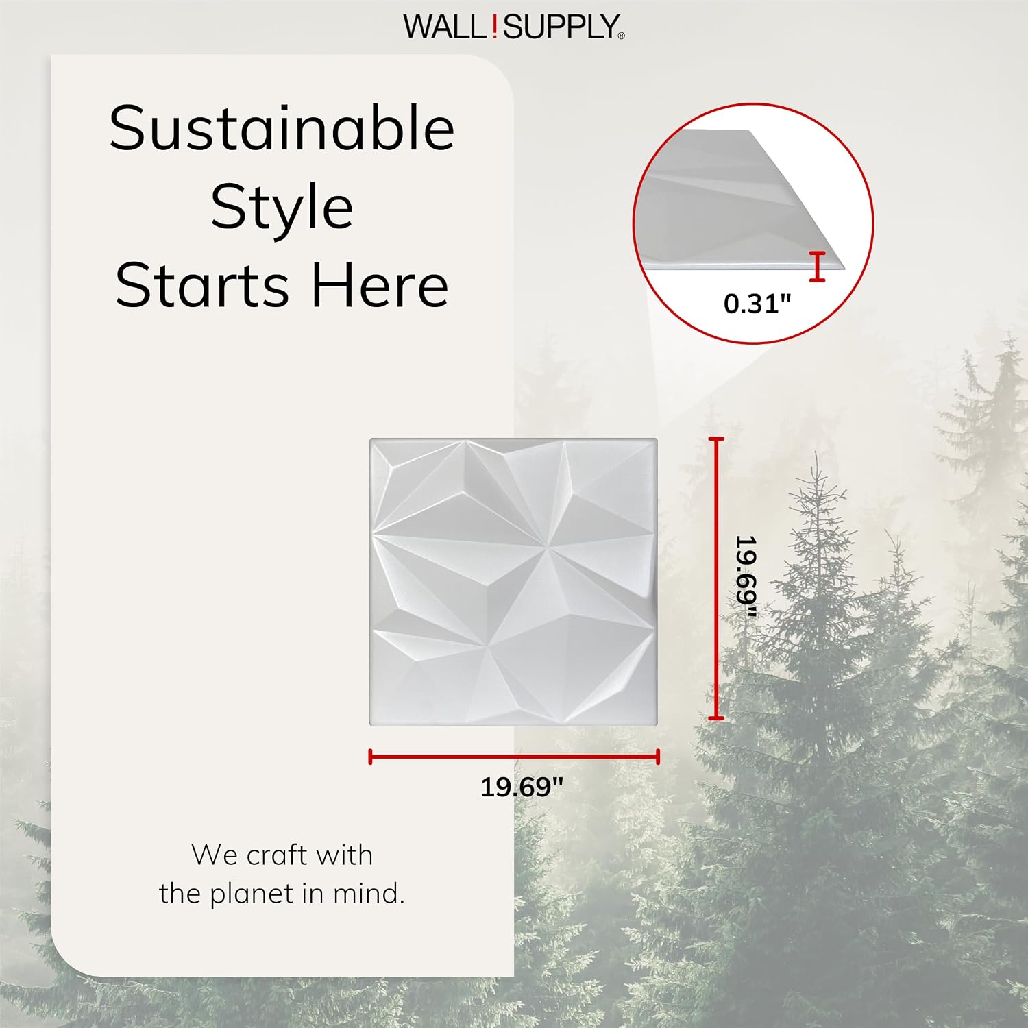 Wall!Supply - 3D Wall Panels – Geo Lite White Wall Covering - Lightweight Extruded Polystyrene Foam Wallpaper Alternative - Easy DIY Installation - 12-Pack