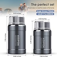 Vista 5 de Recipientes para comida caliente, recipientes de sopa, contenedor de almuerzo aislado para alimentos calientes, tarro de acero inoxidable al vacío