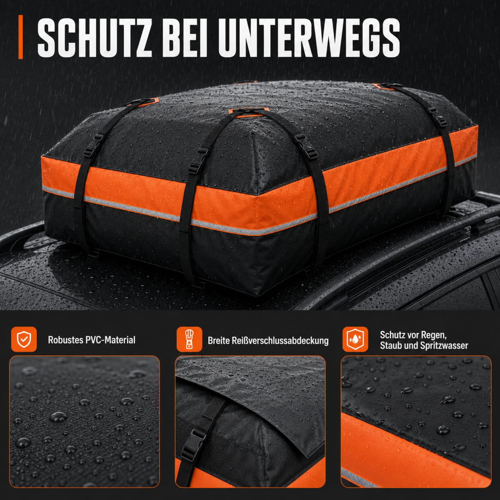 Coffre de Toit Souple 15 Pieds³ Imperméable pour Voiture avec/sans Barres