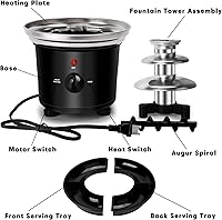 Vista 6 de Fuente de fondue de chocolate de 16 onzas, mini fuente de chocolate de 3 niveles con 6 tenedores de fondue y bandeja de extracción de frutas/frutos