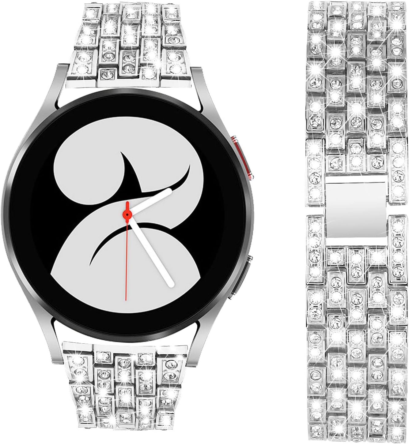 V-MORO Compatible with Galaxy Watch 5/4 Bands 40mm 44mm Jewelry Sparkling Diamond Metal Strap Wristband for Samsung Galaxy Watch4 classic(42/46mm) /Active2(40mm/44mm)/Galaxy Watch 42mm/Watch5 Pro 45mm