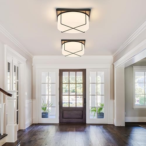 Miniatura 4 de Hopejoy C800118W-ORB - Lámpara de techo de montaje empotrado, 18 W, acabado de bronce aceitado, lámpara de techo acrílica blanca cálida de 3000 K