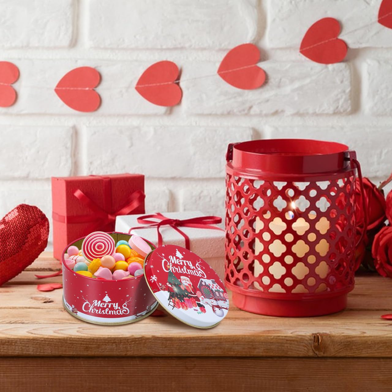 Healeved 12 StüCk Weihnachts Keksdosen Aus WeißBlech Kleine Geschenkboxen FüR Kekse SüßIgkeiten Und Pralinen Mini Aufbewahrungsboxen Mit Festlichem Design 3X3X1.8 Zoll