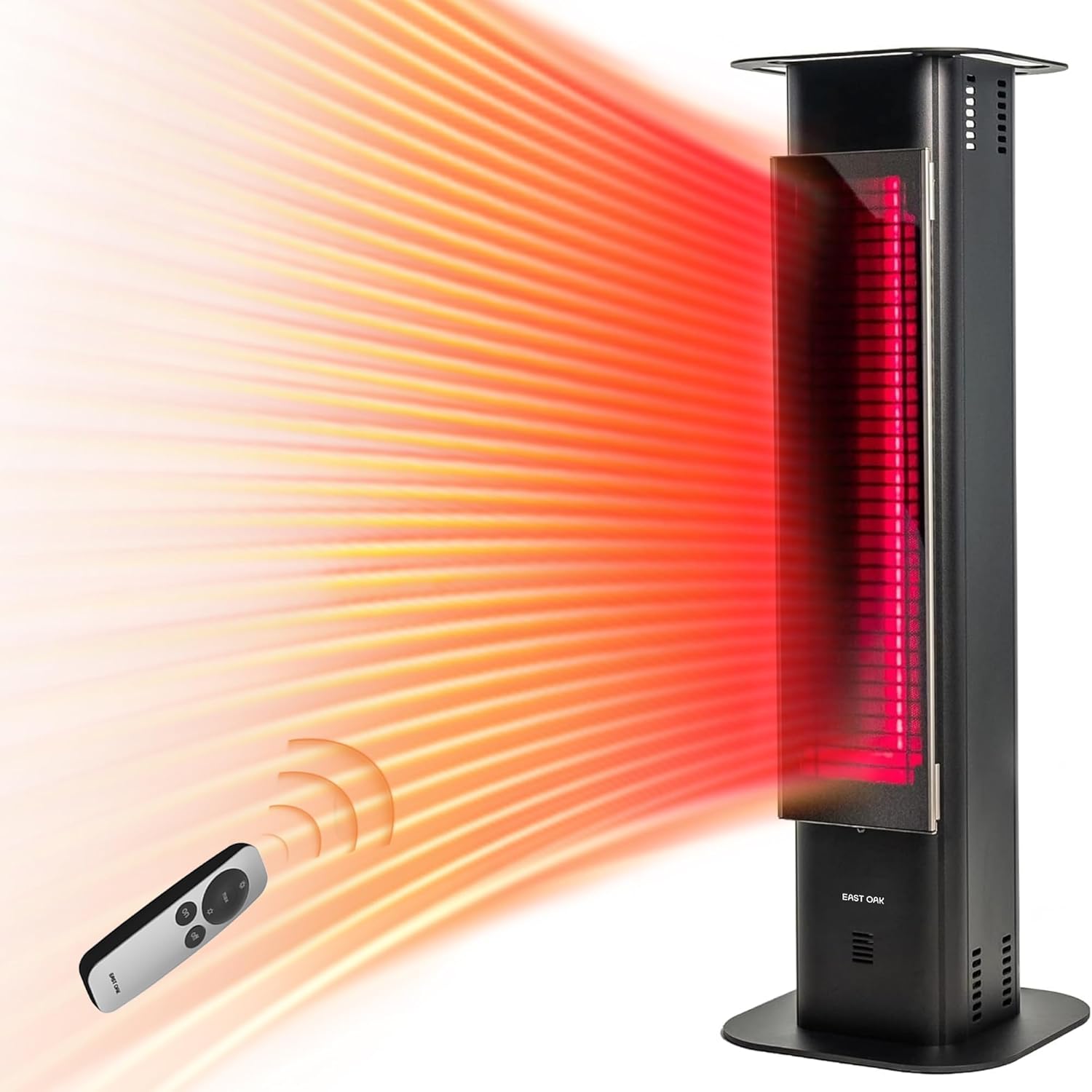 EAST OAK Patio Heater, 1500W Outdoor Indoor Electric Infrared Heater, Radiant Tower Heater with Remote, Waterproof, Tip-Over & Overheat Protection, Portable Space Heater for Garage, Backyard, Decks