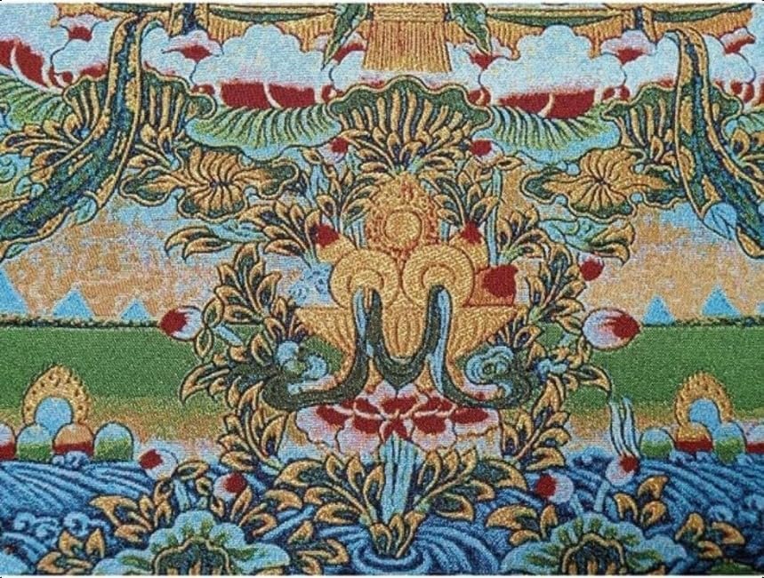 Miniatura 4 de Bordado de seda tibetano Thangka budismo Maitreya Bodhisattva Longevidad Buddha Tangka Yoga Budista Tapiz colgante de pared Arte de pared Decoración