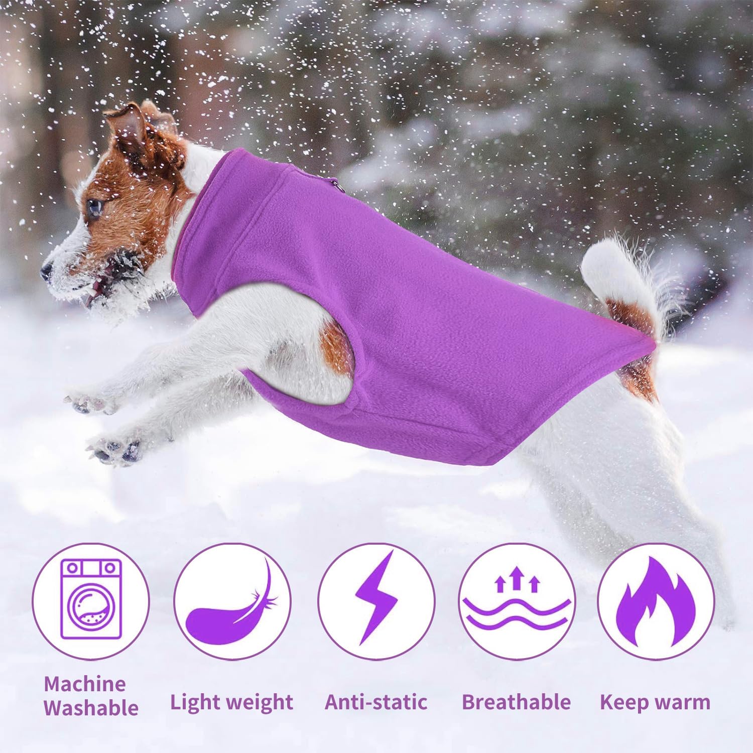 Maglioncino Cane Cappotto Cane Taglia Media, Invernale Cappottino Cane Gilet in Pile Caldo Maglione Cane Taglia Media, Vestito Felpa Cane per Cani di Taglia Piccola e Media(Viola,L)