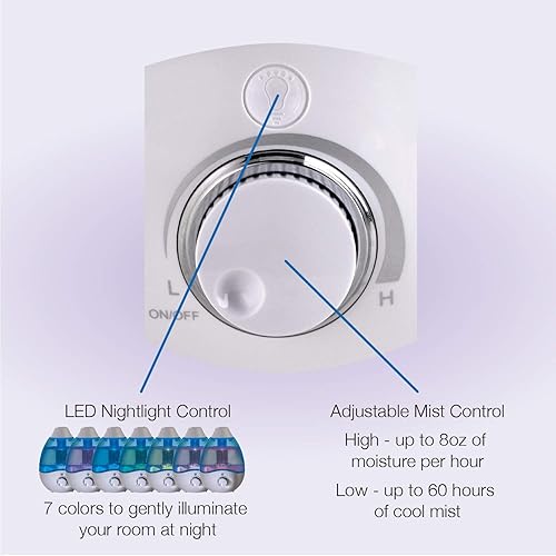 Miniatura 5 de Lasko Humidificador ultrasónico de niebla fría de 0.74 galones, tiempo de roto de 60 horas en bajo, cubre 300 pies cuadrados, bandeja de aceite