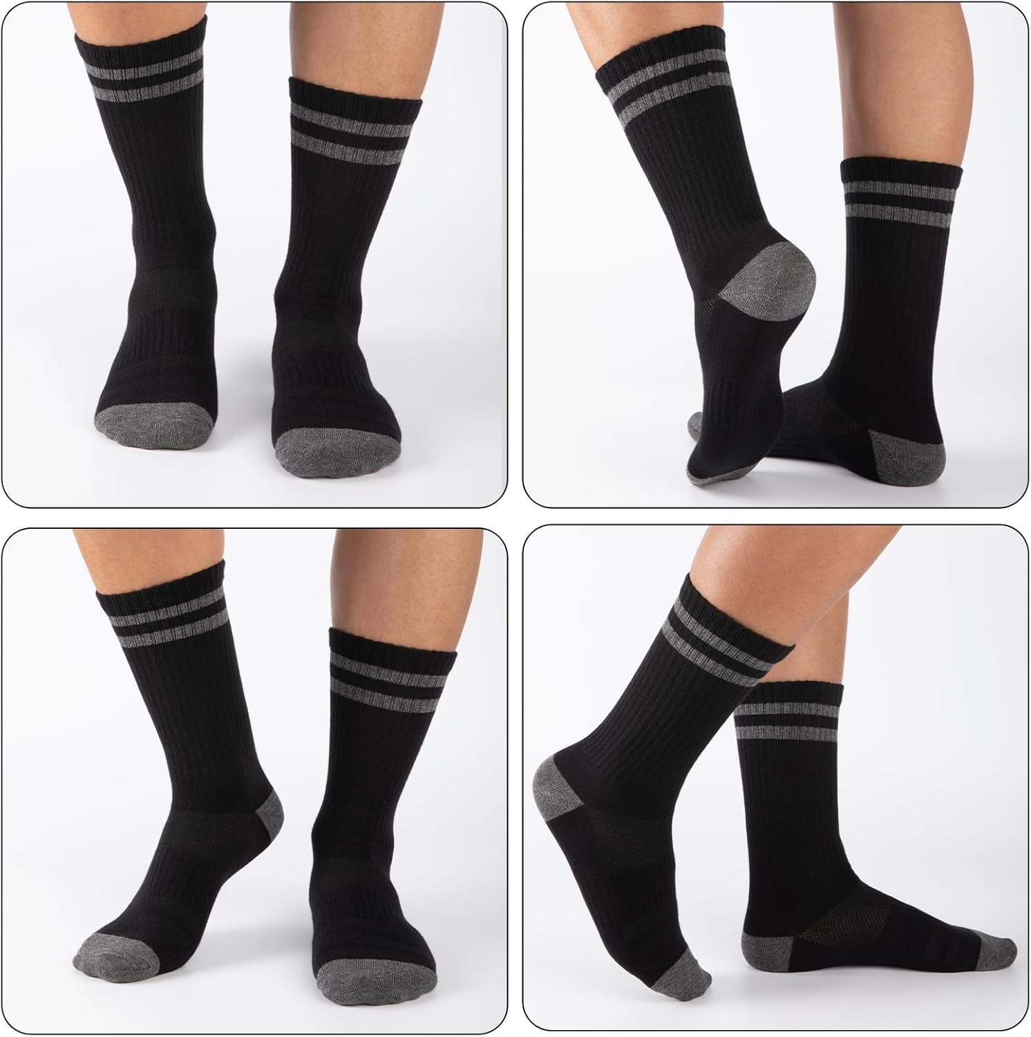 COOVAN 6 Pairs Mens Crew Socks Work Cotton Athletic Running Thin Socks Casual Breathable Boot Lightweight Socks for Men - Image 6