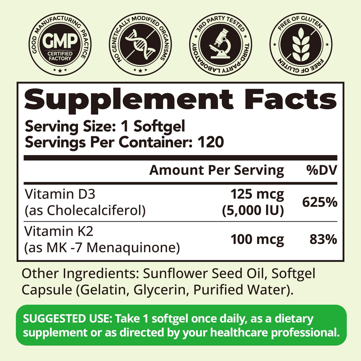 Vitamin D3 K2 5000IU 100mcg MK-7 for Bone, Immune & Heart Support — Amazon image 9