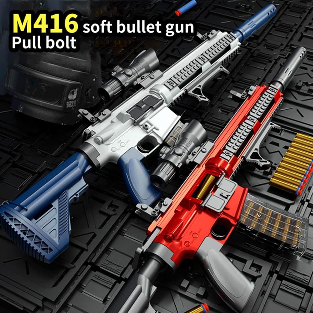 Pistolet zabawka, M416 Shell Ejection Soft Bullet Gun EVA Soft Sniper Rifle Blaster Weapon Toys Gun Zabawki Prezent urodzinowy dla chłopców, dziewcząt, nastolatków, czerwony