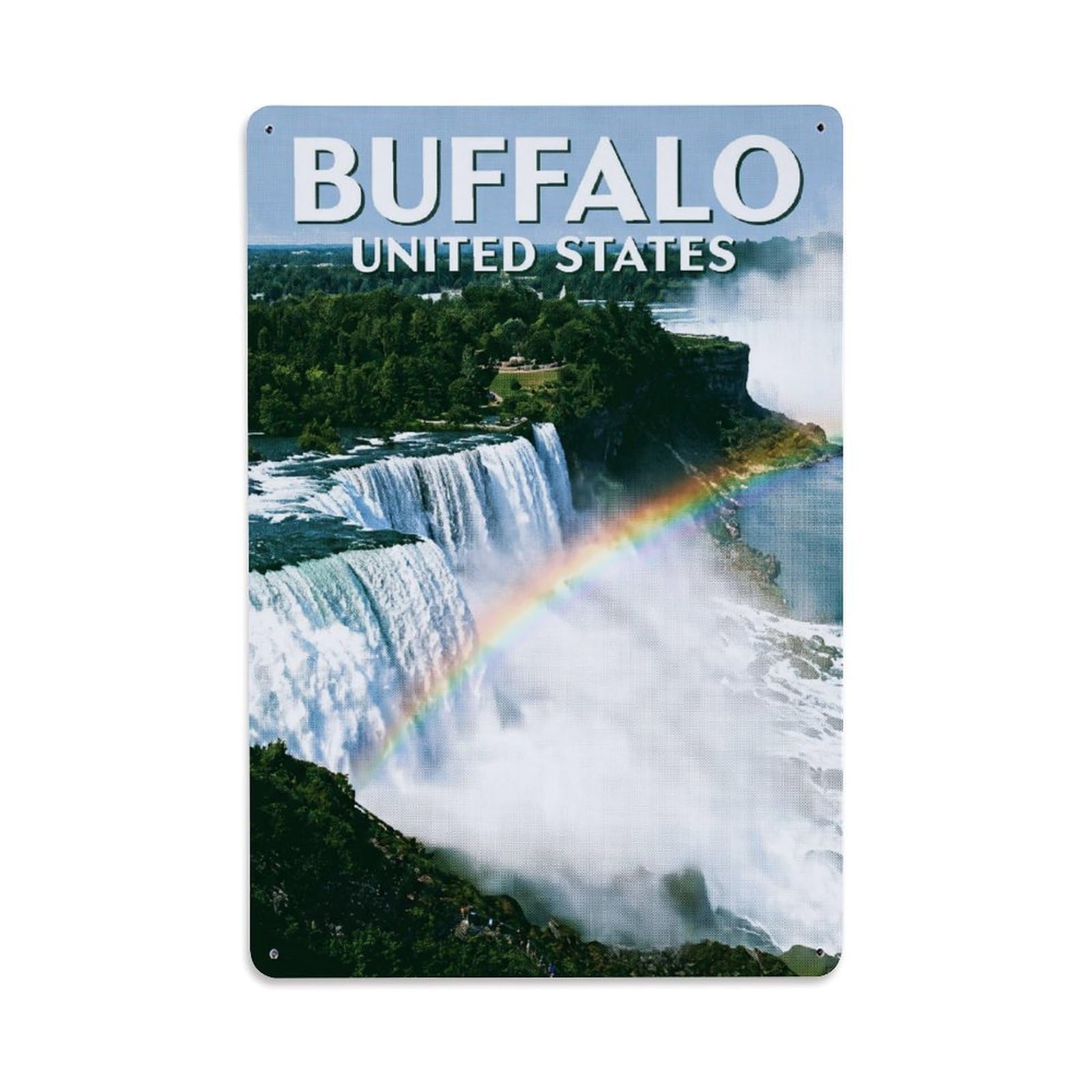 Xanthor Style Vintage Travel United States Buffalo Metal Tin Sign