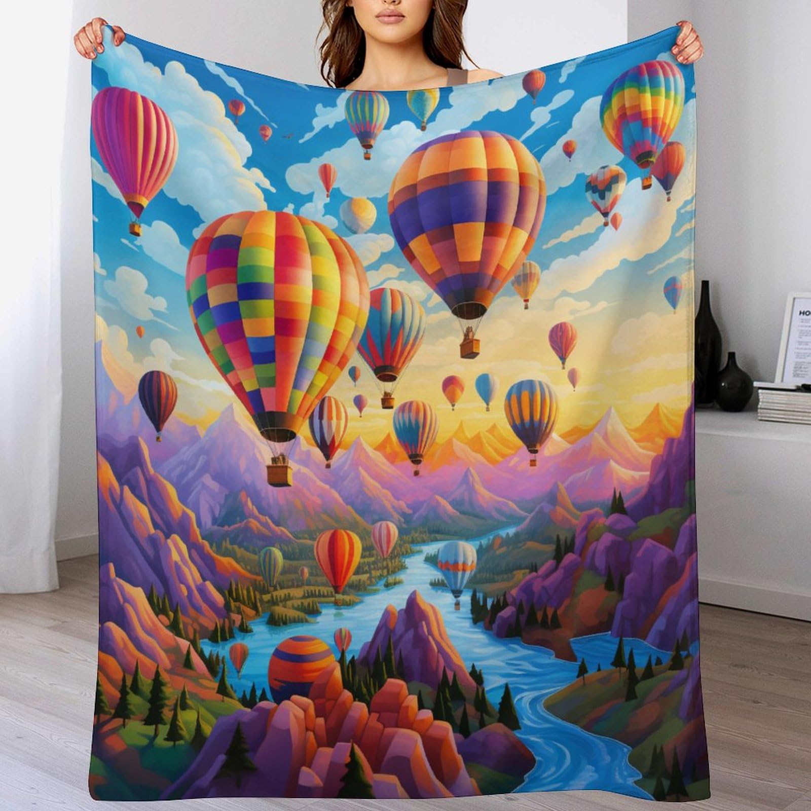 Couverture montgolfière Impression 3D une idée cadeau originale pour lit d'enfant et canapé