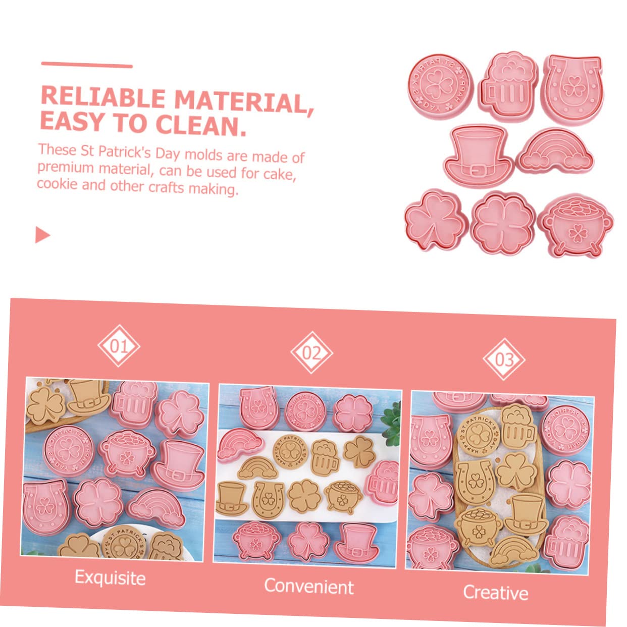 Ciieeo 4 Juegos Herramienta De Troquelado Moldes Para Galletas Del Día De San Patricio Moldes Para Hornear Con Forma De Galletas Cortadores De Galletas Pequeños Máquina Para 8 Uds * 4