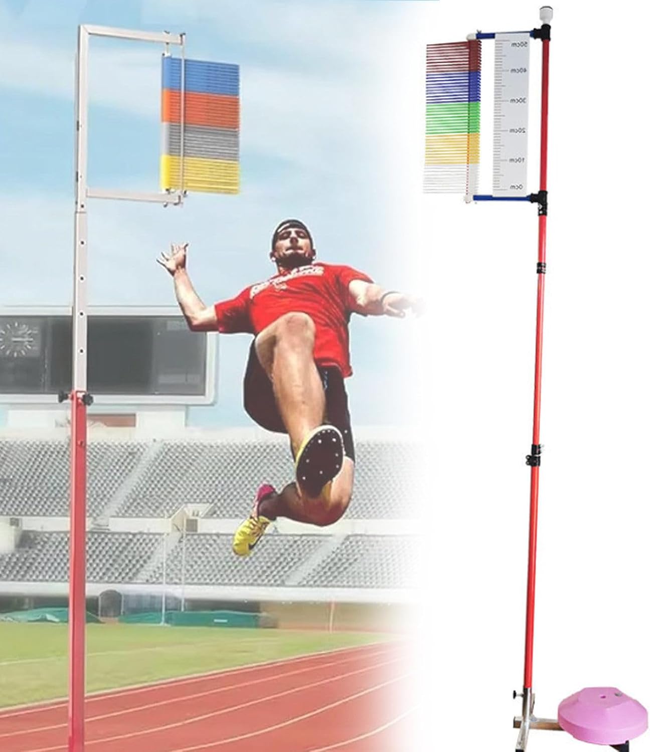 Jump Measurement Tester Floor Standing Vertical Height Exercise Device Measure Stick Pole Tool，Jump Measurement Tool, Vertical Jump Tester,Vertical Jump Training Device,1.3-3.6 Meters Adjust