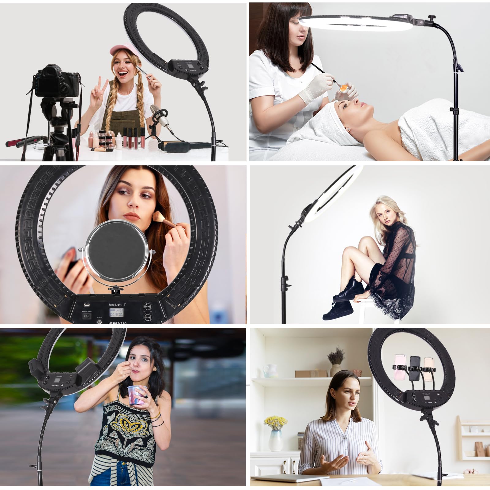19-Zoll-LED-Ringlichtset, verwendet für Studioporträtfotografie, Selfies, YouTube-Videos, Live-Übertragungen, Augenbrauen-Tattoos, Wimperntransplantation, Tätowierungen, Schönheit, Make-up