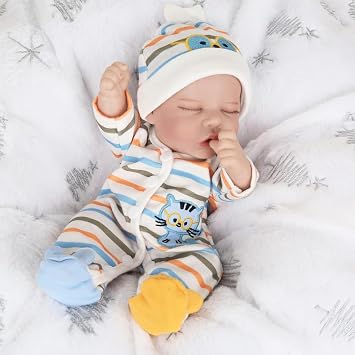 CARANOVO Lifelike Reborn Baby Dolls - 12 Inch Full Body Vinyl Realistic Baby Doll Sleeping Newborn Real Life Small Baby Doll for 3 + Year Old Kids