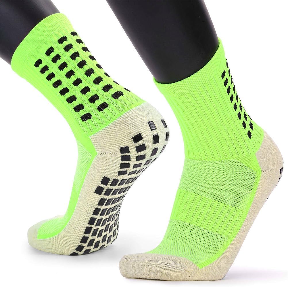 PROBEROS® Professional Football Socks, Rubber Anti-Slip Design Sport Soccer Breathable Sport Compression Socks for Men & Women, for Badminton Soccer Running Gym Indoor Training, Green