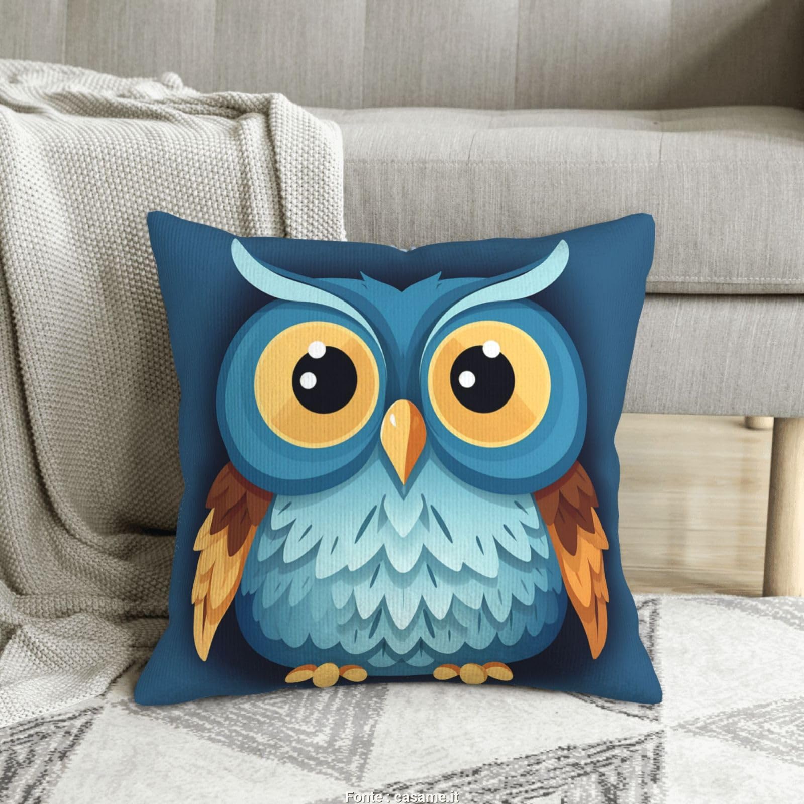 Housses de coussin hiboux en velours côtelé doux 45x45cm