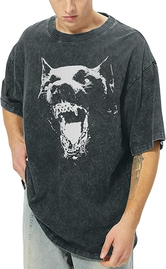 Oversized Graphic Tees Vintage Shirt Men Baggy Y2k Cotton Acid Wash T Shirts Harajuku Streetwear Grunge Aesthetic Top