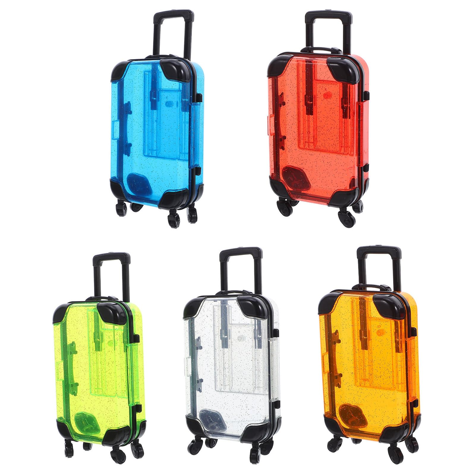 SOIMISS Set da Viaggio 5 Pezzi per con Valigia Giocattolo Mini Trolley con Ruote Girevoli e Maniglia Carrello Giocattolo per per Giochi di Finzione e Gioco di Ruolo Adatto a Feste e